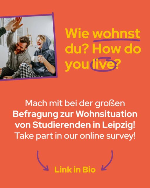 Wie zufrieden bist du mit deiner Wohnsituation in Leipzig? 🏡💬Aktuell läuft eine Online-Umfrage zum studentischen Wohnen – Gestalte DU jetzt mit!Egal, ob du im Wohnheim oder privat wohnst: 👉 Deine Meinung hilft uns, die Wohnsituation für Studierende in Leipzig besser einzuschätzen und unsere Angebote gezielt zu verbessern.👉 Jetzt mitmachen und Zukunft des studentischen Wohnens mitgestalten! 🔎 Link in Bio--How satisfied are you with your housing situation in Leipzig? 🏡💬Take part in our online survey on student housing – and YOU can help shape things!Whether you live in a Student Halls of Residence or privately: 👉Your opinion helps us better understand the housing situation for students and improve our services accordingly. 🔎 Link in bio#Studentenwohnheim #WGleben #studenthousing #dormitory #studentliving #livinginleipzig #Studentenwerk @hgbleipzig @unileipzig @htwkleipzig @dhsn.leipzig @hhlleipzig @ibadual @hmt_leipzig