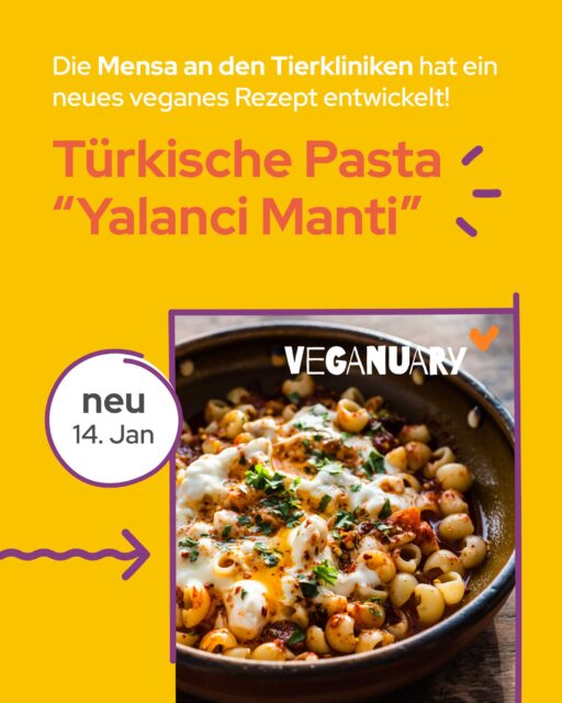 Was ist Türkische Pasta "Yalanci Manti"? 😋Probier’s aus! Am Mittwoch (14.1.) in unserer Mensa! ⤵️📍 Mensa an den TierklinikenDie neue Rezeptur ist Teil der Veganuary-Aktion. 🌱〰Probier´s vegan. Diesen Januar. 🌱 @veganuarydeutschland 〰#Veganuary #VeggieMensa #StudentenwerkLeipzig #VeganInLeipzig #MensaLiebeBild: KI generiert