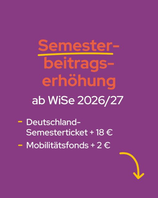 📢 News zum Semesterbeitrag ab Wintersemester 2026/27:(English version in comments)Ab dem WiSe 2026/27 erhöht sich der Semesterbeitrag um insgesamt 20 €.Hier die Gründe 👇1. Preiserhöhung Deutschland-Semesterticket um 18 €:Das reguläre Deutschlandticket wurde ab Januar erhöht und wirkt sich nun zeitversetzt auch auf das Deutschland-Semesterticket aus. In einer Studierendenbefragung im Dezember 2025 votierte die Mehrheit der Leipziger Studierenden trotz steigender Kosten für das Deutschland-Semesterticket. Auf dieser Basis sprachen sich die Studierendenvertretungen im Semesterticketausschuss des Studentenwerkes Leipzig wie auch der Verwaltungsrat des Studentenwerkes für eine Fortsetzung aus. Die Änderung ist nun rechtskräftig.Konkret bedeutet das eine Erhöhung des Deutschland-Semestertickets um 18 € pro Semester. Das Ticket kostet dann ab WiSe 2026/27 226,8 €.❗❕ Wir setzen uns mit den anderen Studierenden- und Studentenwerken gegenüber der Bundespolitik weiterhin für eine Entkoppelung des Preises für das Deutschland-Semesterticket vom Preis des Deutschlandtickets ein.2. Anpassung des Beitrag zum Mobilitätsfonds um +2 €:Aus dem Mobilitätsfonds werden vor allem die Leistungen der Fahrrad-Selbsthilfewerkstätten für Studierende finanziert – in Kooperation mit externen Partnern.Bei der letzten Neuausschreibung sind die Kosten gestiegen, vor allem durch höhere Personal- und Mietkosten der Betreiber. Deshalb muss der Beitrag um 2 € erhöht werden.Mehr Details: 🔎 stwl.de/semesterbeitragserhöhung#deutschlandsemesterticket #deutschlandticket #semesterticket #studentenwerkleipzig@‌unileipzig @‌htwkleipzig @‌hgbleipzig @‌hhlleipzig @‌dhsn.leipzig @‌ibadual @‌stura_der_hftl @‌sturaunileipzig @‌stura.htwk @‌sturahgb @‌sturamed @‌rgl_stura_ul @‌iba.students.leipzig @‌htwkinternational