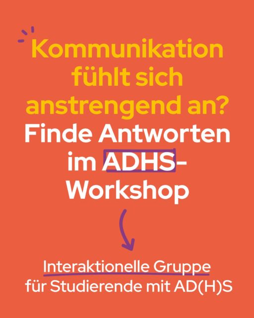 AD(H)S zeigt sich oft genau dort, wo es besonders spürbar wird: im Kontakt mit anderen.Im AD(H)S-Workshop schauen wir gemeinsam darauf, wie Kommunikation, Beziehungen und Emotionen im Miteinander wirken – und wie du besser damit umgehen kannst.Wenn du dich darin wiedererkennst: Du bist herzlich willkommen.📍 PräsenzformatDie Inhalte bauen aufeinander auf – sei am besten bei allen Terminen dabei! 💪#PsychosozialeBeratung #ADHS #StudierenMitADHS #StudentenwerkLeipzig
