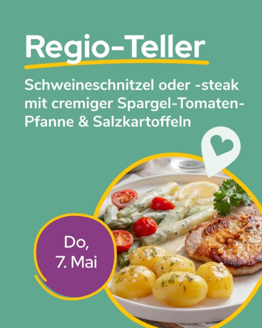 Aus der Region auf den Teller 🌾🍽️ Am 7. Mai wird’s saisonal, cremig und herzhaft:Schweineschnitzel oder Schweinesteak (in der Mensa am Park) mit einer cremigen Spargel-Tomaten-Pfanne und Salzkartoffeln 🥔Diese Höfe stecken drin:Schweinefleisch vom Strohschwein: Fleischmanufaktur Dietzel, Teutschenthal, Haltungsstufe 4Kartoffeln: Friweika, Weidensdorf 🥔 @‌friweika_egCrème fraîche: Landgut Nemt, Wurzen 🥛 @‌landgut_nemtSpargel: Spargelhof Beelitz, Kloster Lehnin 🌱Porree: Bio Bauernhof Bohne, Königsfeld / Geithain 🌿 @‌biobauernhofbohneStrauchtomaten: Wittenberg Gemüse GmbH, Lutherstadt Wittenberg 🍅 wittenberggemuesegmbh👉 Den Regio-Teller bekommst du hier:🥣 Mensa am Park🥣 Mensa am Elsterbecken🥣 Mensa Peterssteinweg🥣 Mensa Academica🥣 Mensa am Medizincampus💚 Warum Regio-Teller?✅ Saisonal & frisch – geerntet, wenn’s am besten schmeckt!✅ Kurze Transportwege – besser für die Umwelt & Nährstoffe bleiben erhalten!✅ Weniger Verpackungsmüll – direkt vom Hof, ohne Plastik!Zum Speiseplan: 🔎stwl.de/speiseplan@‌koehrafrischeBild: KI generiert#Regioteller #Leipzig #Nachhaltigkeit #studentenwerkleipzig #studiereninleipzig