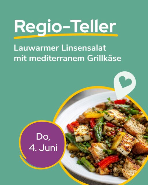 Saisonal & Regional: Dein Regio-Teller am 4. Juni! 🌱✨Diese Woche wird’s frisch, bunt und mediterran:🥗 Lauwarmer Linsensalat mit mediterranem Grillkäse 🧀🌿Unser Regio-Teller bringt euch saisonale Zutaten aus der Region auf den Teller:🍞 Mischbrot: Backhaus Hennig, Zwenkau @backhaushennig🫘 Linsen: Landwirtschaftsbetrieb Eckart Voigt, Leißnig🤍 Stangenspargel: Spargelhof Beelitz GmbH & Co. KG, Beelitz🫑 Paprika: Wittenberg Gemüse GmbH, Wittenberg @wittenberggemuesegmbh🧀 Brat- & Grillkäse mediterran: Vorwerk Podemus, Dresden @vorwerk_podemus💚 Warum Regio-Teller?✅ Saisonal & frisch – geerntet, wenn’s am besten schmeckt!✅ Kurze Transportwege – besser für die Umwelt & Nährstoffe bleiben erhalten!✅ Weniger Verpackungsmüll – direkt vom Hof, ohne Plastik!Hier gibt es den Regio-Teller:💚 Mensa am Park💚 Mensa am Elsterbecken💚 Mensa Peterssteinweg💚 Mensa Academica💚 Mensa am MedizincampusZum Speiseplan: 🔎stwl.de/speiseplan@‌koehrafrischeBild: KI generiert#Regioteller #Leipzig #Nachhaltigkeit #Gemeinschaft #studentenwerkleipzig #studiereninleipzig