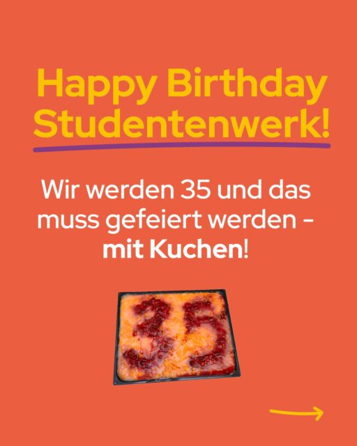 Happy Birthday to USSS 🥳Wir werden 35 und das feiern wir mit: KUCHEN (und veganen Donuts!)Kommt vorbei und feiert mit uns 🎂🍩#StudentenwerkLeipzig #mensen #Mensa