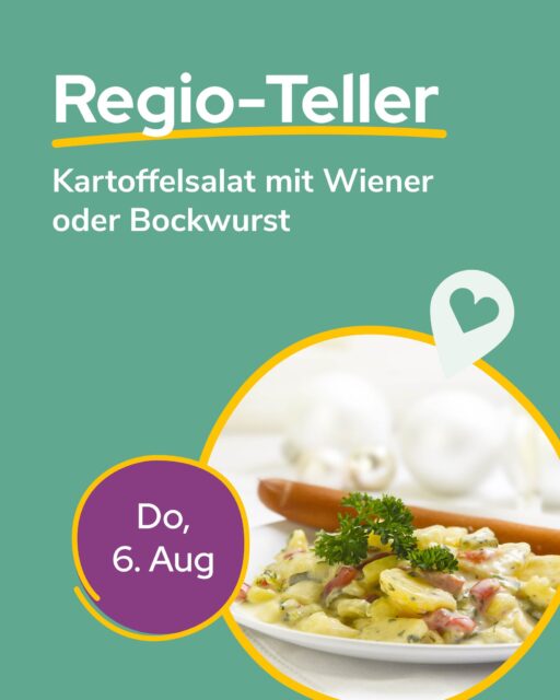 Saisonal & Regional: Regio-Teller am 6. August 🌱✨Diese Woche gibt es Kartoffelsalat mit Wiener (Mensa am Elsterbecken & Mensa Academica) oder Bockwurst (Mensa am Medizincampus & Mensa am Peterssteinweg)Gewürzgurken: Spreewald Müller, SpreewaldSenf & Mayonnaise: Bautzner Senf & Feinkost, Bautzen @bautznerKartoffeln: Friweika, Weidensdorf @‌friweika_egÄpfel: Sachsen Obst, Dürrweitzschen @sachsenobstPaprika: Wittenberg Gemüse GmbH, Wittenberg @wittenberggemuesegmbhWiener: Fleischmanufaktur Dietzel, Teutschenthal💚 Warum Regio-Teller?✅ Saisonal & frisch – geerntet, wenn’s am besten schmeckt!✅ Kurze Transportwege – besser für die Umwelt & Nährstoffe bleiben erhalten!✅ Weniger Verpackungsmüll – direkt vom Hof, ohne Plastik!Zum Speiseplan: 🔎stwl.de/speiseplanFoto: stock.adobe.com/Maren Winter@‌koehrafrische#Regioteller #Leipzig #Studierende #Nachhaltigkeit #Gemeinschaft #studentenwerkleipzig #studiereninleipzig