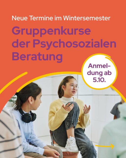 Welches Thema passt gerade zu dir? 👀Stressbewältigung, Selbstfürsorge oder persönliche Entwicklung - die Psychosoziale Beratung bietet im Wintersemester wieder verschiedene Gruppenkurse an. 🤝💬Denn der Studienalltag mit all seinen tasks und Verantwortungen kann oft ganz schön viel sein. 📆 Markiere den 5.10. in deinem Kalender, denn dann startet die Online-Anmeldung!〰️#workshops #hilfezurselbsthilfe #StudentenwerkLeipzig #PsychosozialeBeratung #Gruppenangebote