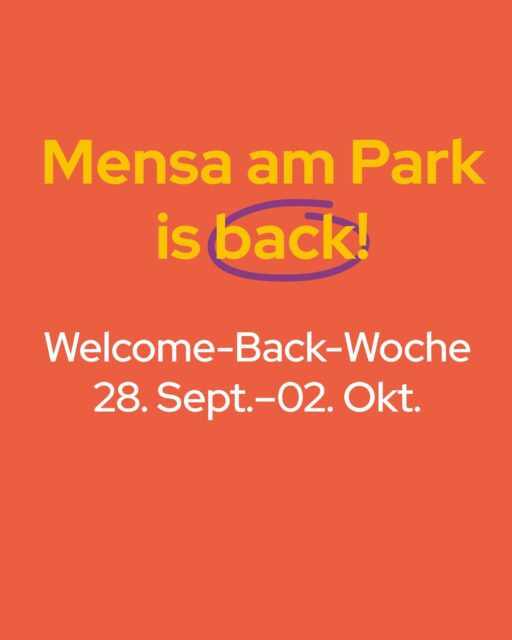 Mensa am Park is back – und eure Mensa-Favs gleich mit. 😋Vom 28.09. bis 02.10. feiern wir Welcome-Back-Woche: mit Klassikern, besonderen Highlights und einem Mini-Treat an der Kasse. 👀Schön, dass ihr wieder da seid! Danke für eure Geduld und Treue. 💛Den kompletten Speiseplan findet ihr wie immer hier: stwl.de/speiseplan